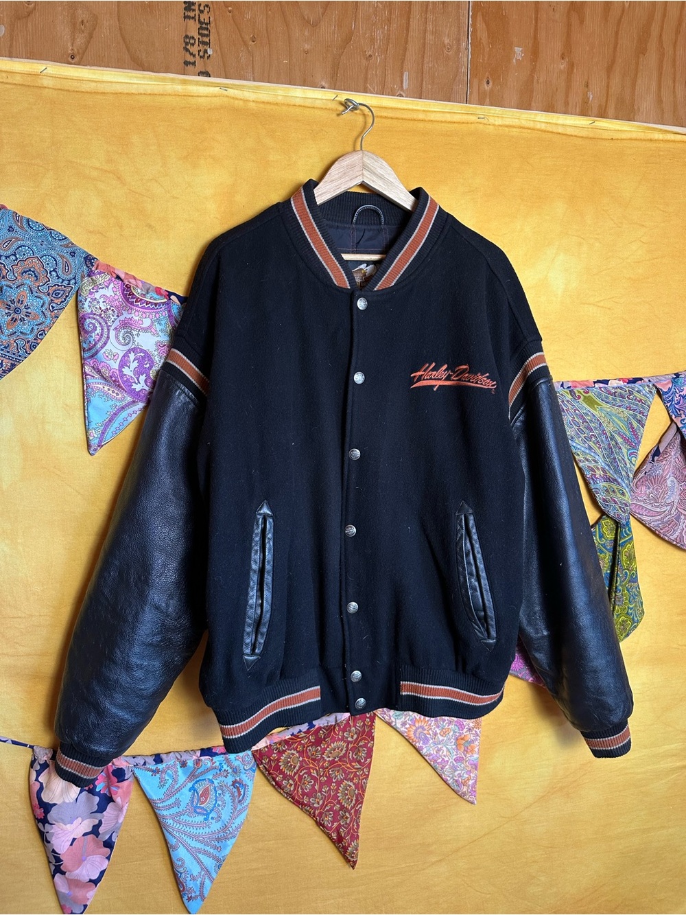 Vintage Harley Davidson Leather Varsity Jacket
